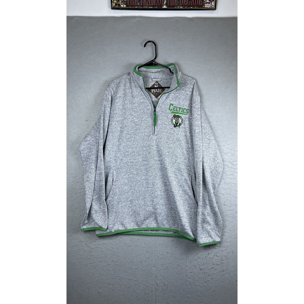Boston‎ Celtics Sweatshirt Mens Large Gray NBA Basketball 1/4 Zip Pullover G-III